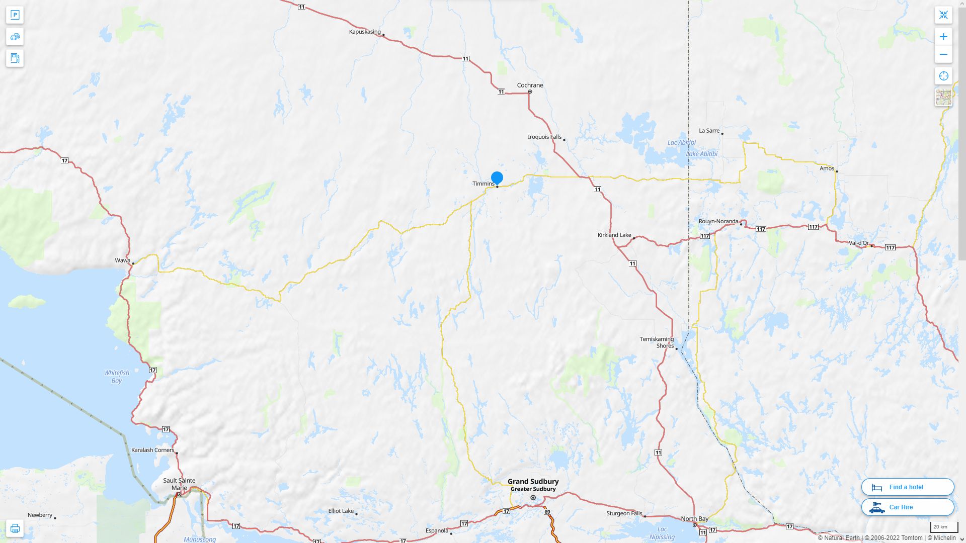 Timmins Canada Autoroute et carte routiere